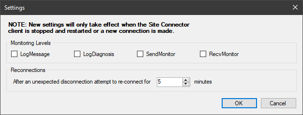 site connector advanced settings